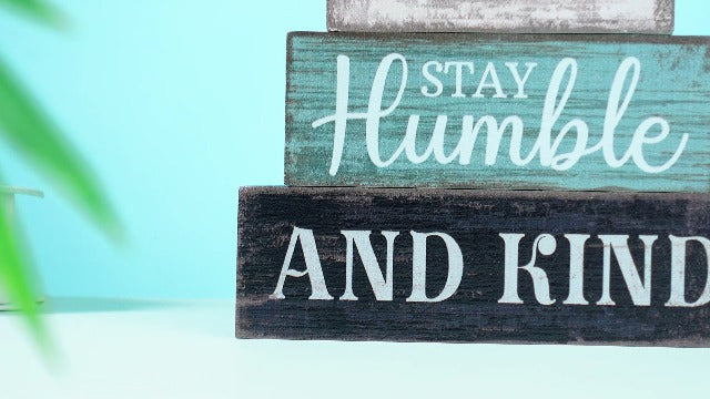 Lineshading 4 Pcs Inspirational Farmhouse Table Decor Wooden Shelves Signs Always Stay Humble and Kind