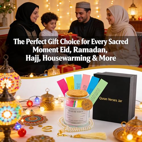 INSYOHO Quran Verse Jar, Islamic Verse Jar & Ayatul Kursi Rings & Muslim Prayer Beads, Eid Ramadan Gifts, Islamic Home Decor & Spiritual Reminder