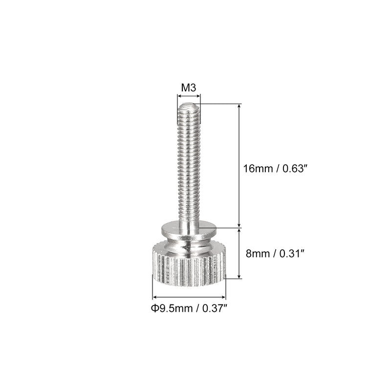 [Australia - AusPower] - uxcell Knurled Thumb Screws, M3x16mm Brass Shoulder Bolts Grip Knobs Fasteners, Nickel Plated 10Pcs 