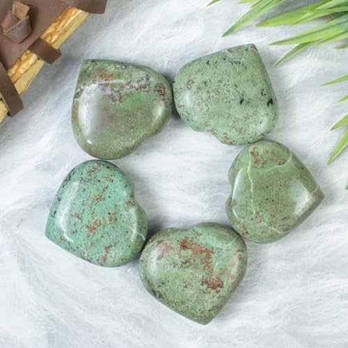 ZAICUS Green Opal Heart Crystal 50mm – Hand-Carved Healing Stone for Reiki, Meditation, Therapy | Palm Thumb Worry Pocket Massage Stones, Ideal Gift for Women Crystal Lovers