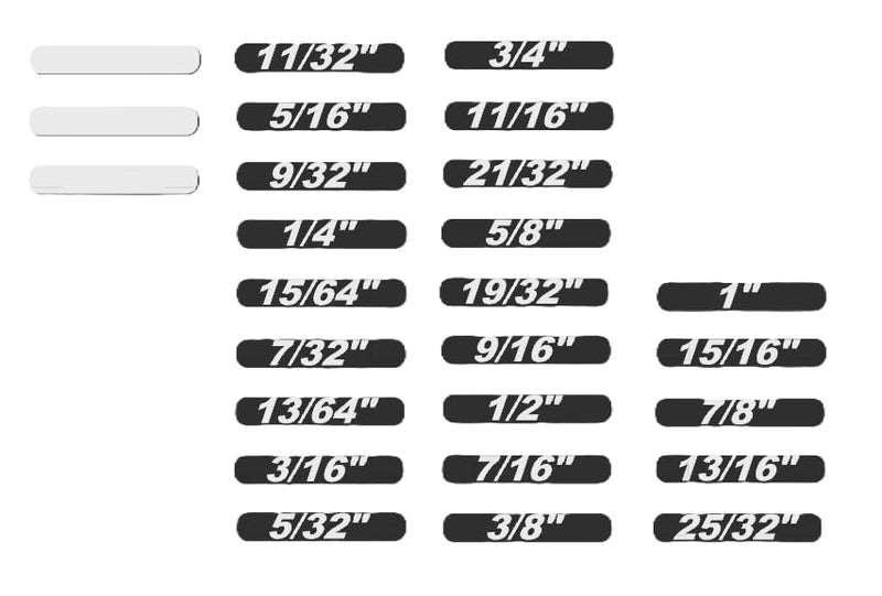 Identification Labels Compatible with Toolbox widget Vertical PRO Wrench Holders (SAE, Perfect Red with White Text) 1 Pack SAE (5/32" to 1")