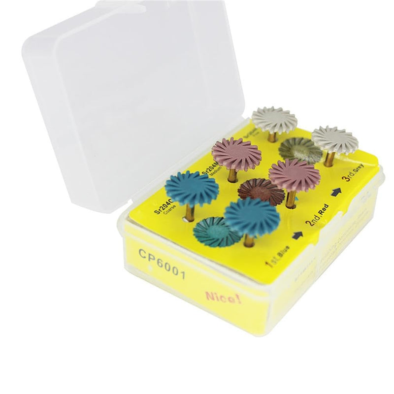 [Australia - AusPower] - Dental Composite Resin Polishing Wheels 6Pcs Rubber Polisher Disc Kit Spiral Flex Diamond System 