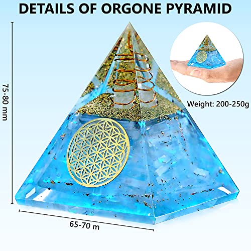 Anaya Agate Selenite Glow Crystal Pyramid – Handmade Selenite Orgone Pyramid for High Frequency Vibration, Powers of Manifestation – Orgonite Pyramids Promotes Peace and Calmness