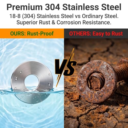 250 PCS Flat Washers Assortment Kit, 304 Stainless Steel Fender Washers, 15 Sizes (M3 M4 M5 M6 M8 M10 M12) Metric Metal Washers, Universal for Automotive Industrial Home