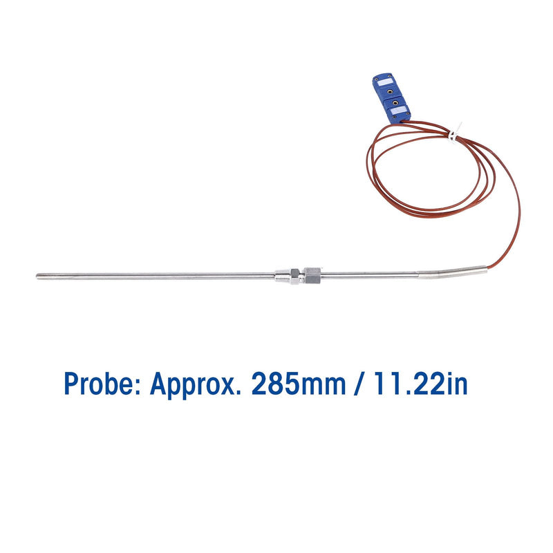 [Australia - AusPower] - T Type Thermocouple Stainless Steel T Type Threaded Thermocouple Diameter 285mm / 11.22in Probe with Pair of Plugs - 200 ℃ ~ 350 ℃ Compatible with ZG1/8 Thread 