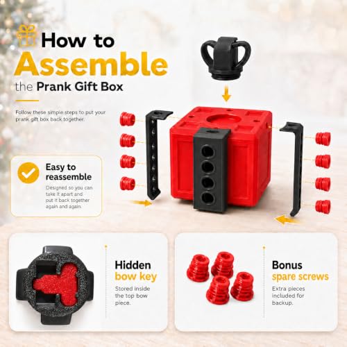 YDCYYH 3D printed annoying gift box ornament storage with screws, designed to look like a humorous and quirky present.