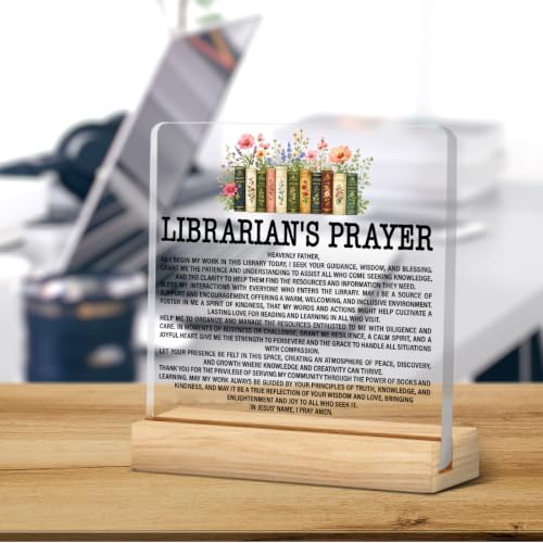 Christian Librarian's Prayer Acrylic Desk Sign, Librarian Gifts for Women