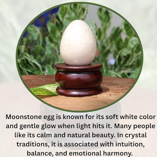Jet Moonstone Egg 2 Inch | Natural Healing Crystal Egg for Fertility, Balance & Calm | Reiki, Meditation, Vastu & Home Decor | Handcrafted Polished Gemstone Collectible