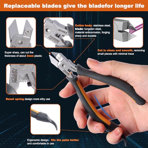 GUNDDIYCLUB KJ025 model nippers with ultra-thin replaceable blade and non-slip grip for plastic models