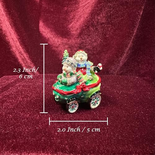 Christmas Snowman Trinket Box, 2.3" Snowman Car Figurine, Jewelry Box