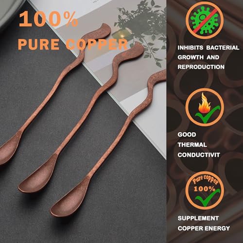 7.08-Inch Vintage Coffee Spoon, Hand-Forged Antique Copper Spoon, Suitable for Stirring Coffee, Milk, And Cocktails (4) 4