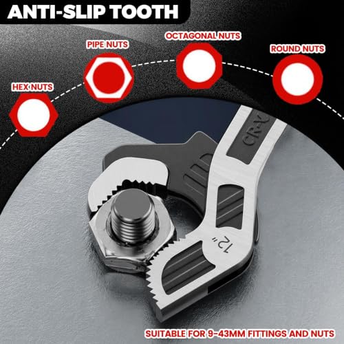 4 Pack Self Adjusting Pipe Wrench Set, 6" 8" 10" 12" Plumbers Wrench 6”+8”+10”+12”