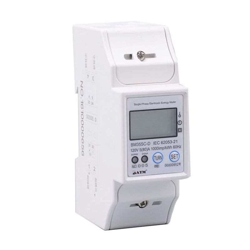 [Australia - AusPower] - BAYM® 5(80) A 120V 60HZ Single Phase Din Rail Digital Modbus Smart Remote KWH Watt Hour Din-Rail Energy Multi-Function Meter LCD with Button 80A 