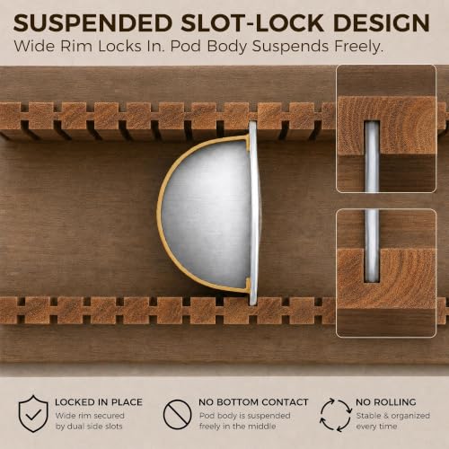 MinBoo Bamboo Coffee Pod Storage Holder Drawer Insert for Counter Compatible Nespresso Vertuo Vertuoline Capsules for Kitchen, Home, Office, Coffee Station Acacia Wood