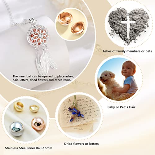 Cremation Urn Necklace for Cats Dogs Ashes Urn Pendant Keepsake Jewellery Memorial Gifts for Men Women Mum Dad Pets, 61cm Dreamcatcher