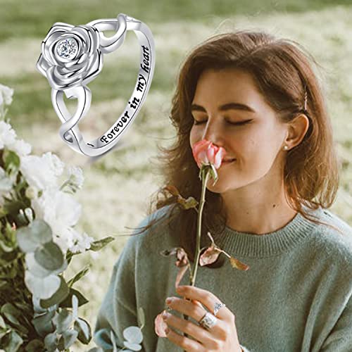 Rose Flower Cremation Urn Ring Holds Loved Ones Ashes 925 Sterling Silver Cremation Keepsake Ring Jewelry for Women Mom rose cremation ring 8