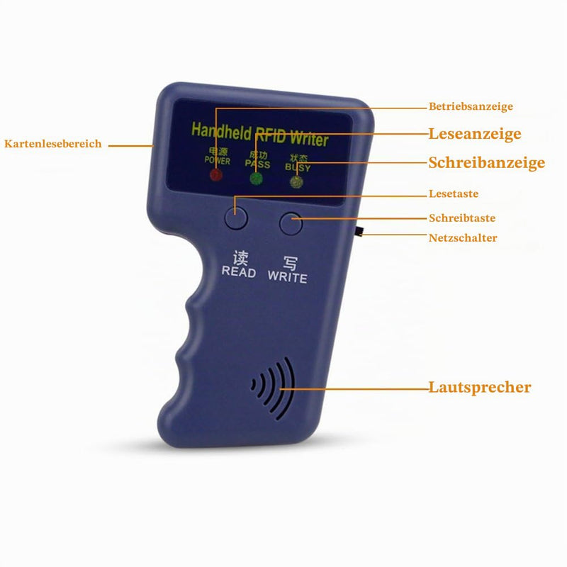 Portable 125KHz Access Card Duplicator with 10 Writable EM4305 T5577 Keychains, Access Control Reader, Not for 13.56MHz and HID