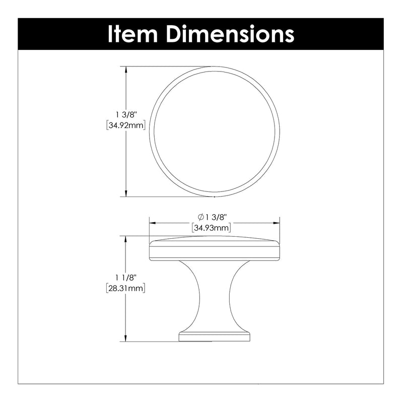 Hickory Hardware 10 Pack Solid Core Kitchen Cabinet Knobs, Luxury Cabinet and Dresser Knobs, Handle Pulls for Doors & Drawers, 1-3/8 Inch, Chrome, Forge Collection 1-3/8 Inch Diameter