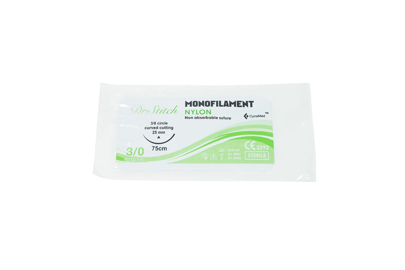 [Australia - AusPower] - CynaMed Sutures Thread with Needle (12-Pack) - Training Sutures Pkg. of 12 (12, 3/0, 25mm Blade, 3/8 Reverse Cutting) - Educational Use 