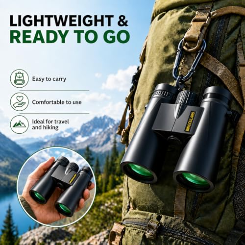 Asacam 12x42 Binoculars for Adults, HD BAK4 Prism for Bird Watching Dark Black