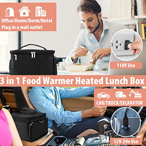 3-in-1 Portable Oven, 12V/24V Car Dual Use, Heated Lunch Box, Food Warmer, Safe & Convenient, Compatible with Containers, 11" x 8" x 4"
