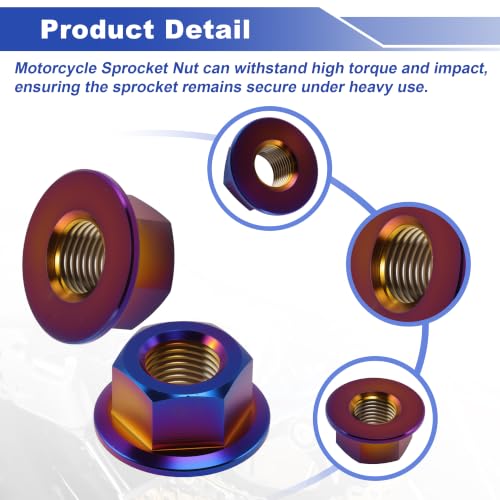 HOPESPANNER GR5 titanium alloy sprocket locknuts, M10x1.0, five-piece set in burnt blue finish
