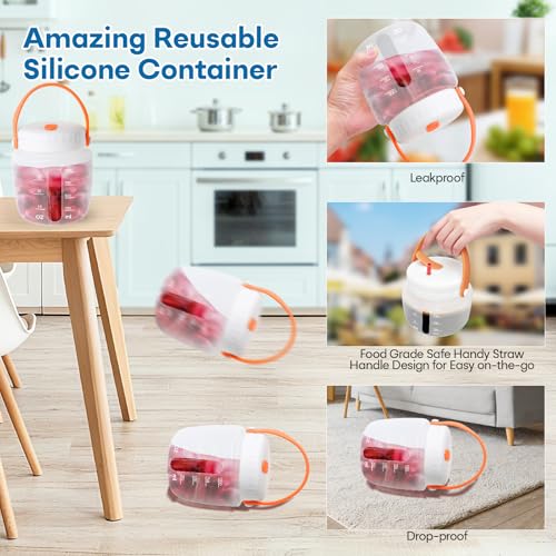 Airtight Silicone Food Storage Containers Set - Leakproof Food Canister Jars of 3 with Vent Lid,Handle for Outdoor,Safe Foldable Reusable,Salad Freezer Storage Container,Dishwash Micro Safe,White 3Pack(1500+1000+500）