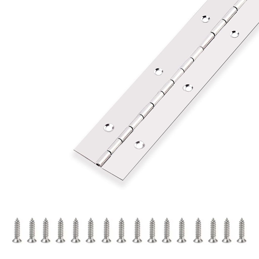 Piano Hinge 36 Inch x 1.5 Inch Stainless Steel Continuous & Piano Hinge Heavy Duty Piano Hinges, 0.04" Leaf Thickness, 0.5" Knuckle Length, Screw Included