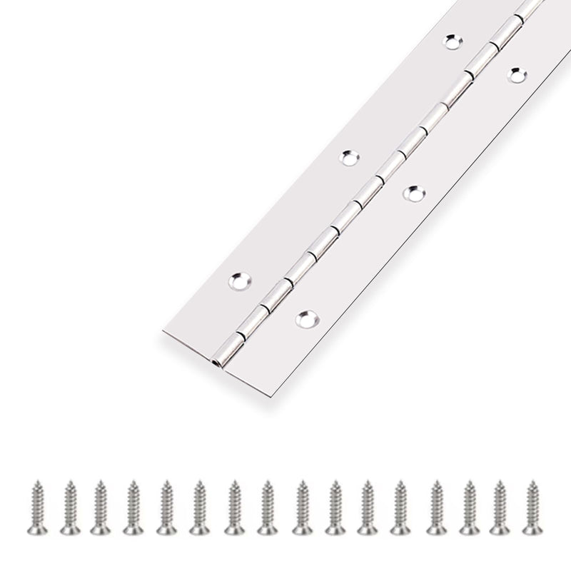 Piano Hinge 36 Inch x 1.5 Inch Stainless Steel Continuous & Piano Hinge Heavy Duty Piano Hinges, 0.04" Leaf Thickness, 0.5" Knuckle Length, Screw Included