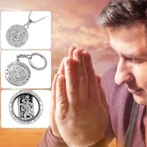 SHENYI 3 Pcs St Christopher Keyring Travel Gift for Men or Women Saint Christopher Token Medal new car gifts and Accessories for Safe Travels Safety and Protection