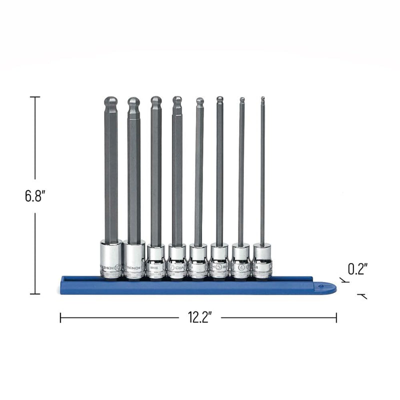 GEARWRENCH 8 Pc. 3/8" Drive Long Ball End Hex Bit Socket Set, Metric - 80573 3/8"