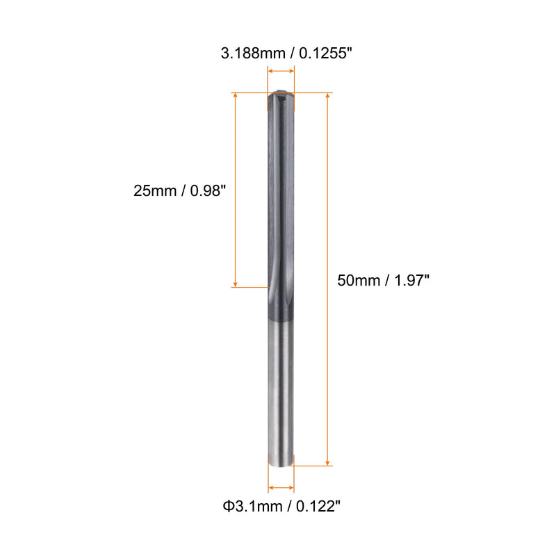 [Australia - AusPower] - Carbide Chucking Reamer 0.1255"(3.188mm) Dia Straight Flute Straight Shank Machine Reamer Tool for Metal and Lathes CNC Machining Centers, Black 0.1255" 