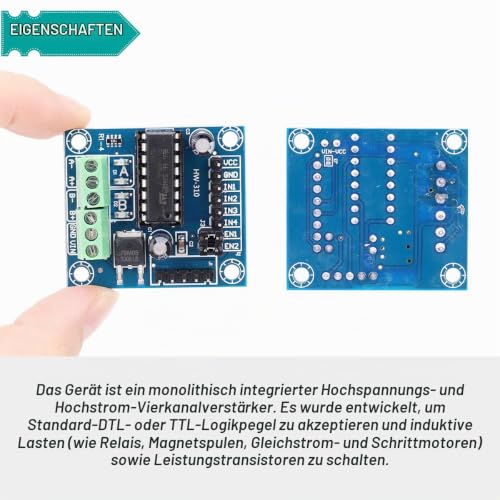 Motor Driver L293D 4 Channel Mini Motor Drive Expansion Board Motor Forward and Reverse Control PWM Speed Control DC 4.5V-36V with DC Socket Cable DuPont Cable, Pack of 2