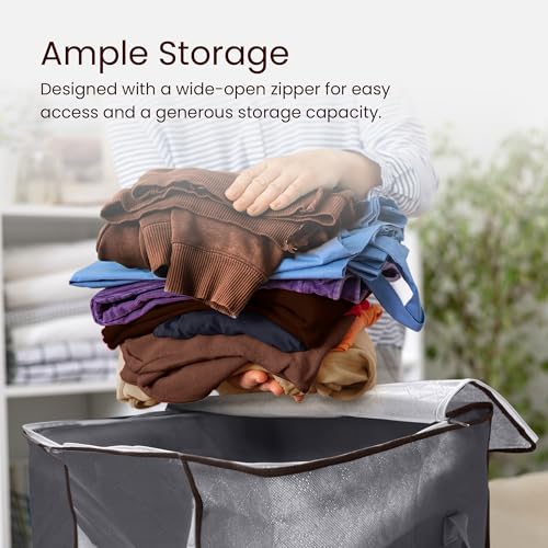 Reli 90L foldable under-bed storage bags with lids and handles, 6-pack for clothes organization and space-saving storage.