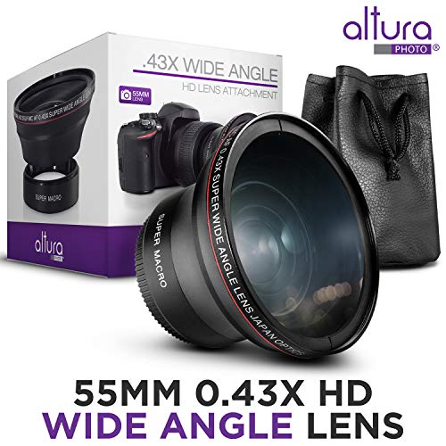 Altura Photo 55mm Wide Angle Lens with Macro for Nikon & Sony Cameras