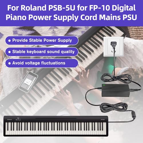 12V DC Adapter Charger Fit for Roland PSB-5U for FP-10 Digital Piano Power Supply Cord Mains PSU, 12V2A Power Supply Cord Battery Charger for Digital Piano Electronic Keyboard Replace Part ﻿
