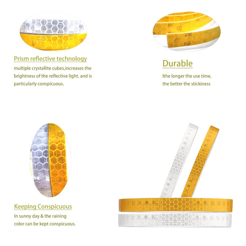 Reflective Safety Tape,1/2 Inch×45 Feet Yellow Reflective Strips,high Viscosity Waterproof Reflective Tape for Bikes Cars Ships Motorcycles Raincoat. 1/2 IN*45FT