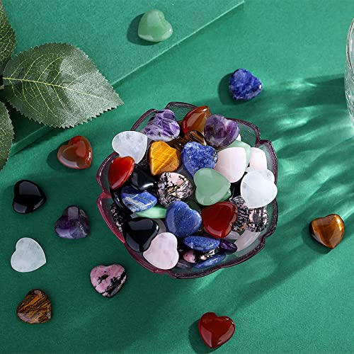 QINJIEJIE 20 PCS Natural Heart Healing Crystals Black Obsidian Stones Bulk