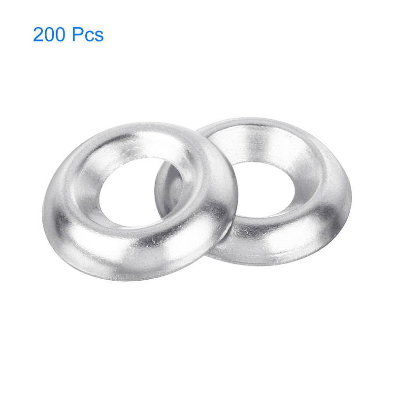 [Australia - AusPower] - uxcell #8 304 Stainless Steel Cup Washer Countersunk, 200pcs Countersunk Finish Washers for Screw Bolt 200 