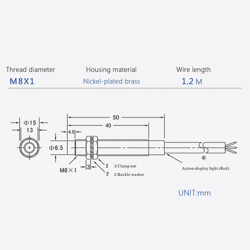 [Australia - AusPower] - 5Pcs LJ8A3-2-Z/BY Inductive Proximity Sensor Switch NO Normally Open PNP DC6V-36V M8 3 Wire Detector 2mm 