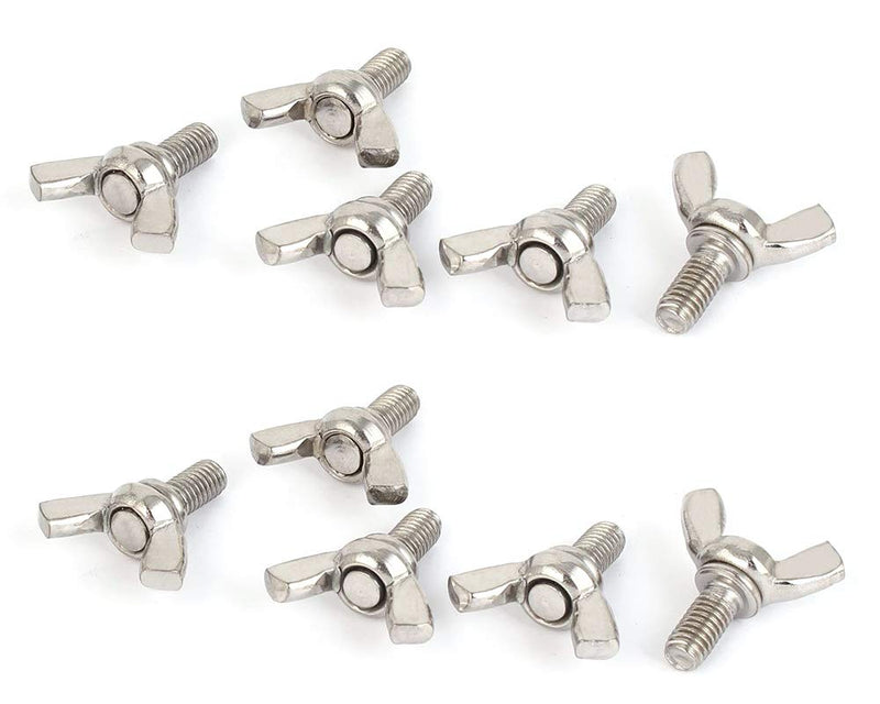 [Australia - AusPower] - 10Pcs M6 x 1-Pitch Wing Bolt, 12mm Length Carbon Steel Butterfly Screw Wing Bolt Machine Fastener M6 X 12 