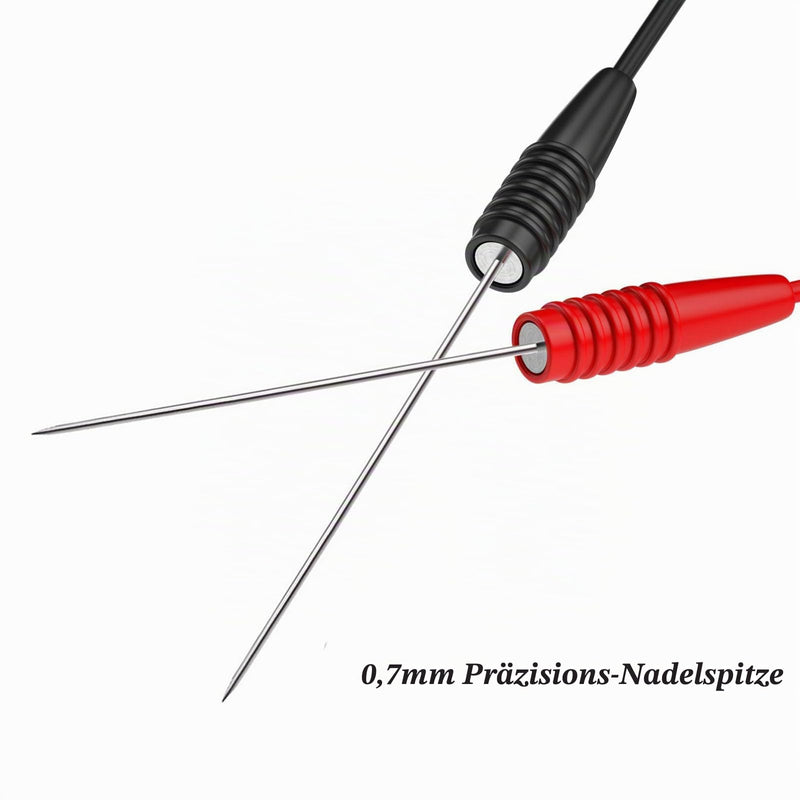 Test Probe Extension Test Leads Pack of 2, Red & Black | 2 mm socket to stainless steel, 20 cm test probe cable, for multimeter, electrical testing P1046