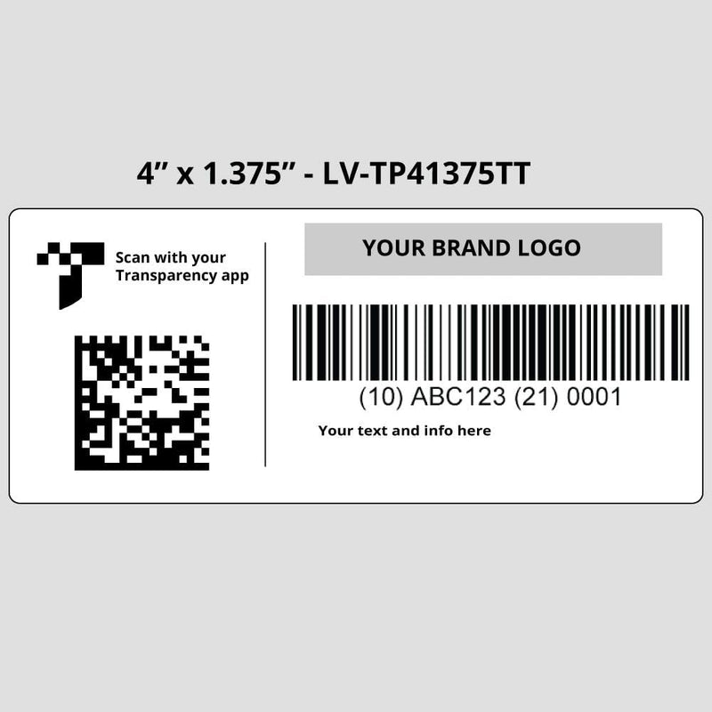 Amazon Transparency Labels - [1900 Labels/1 Roll], 4” x 1.375”, Type 4 | Thermal Transfer Material for Barcode Labeling | LabelValue