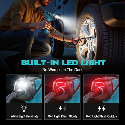 Ecarke 150 PSI Cordless Tyre Inflator Compatible with Makita 18V Battery Blue