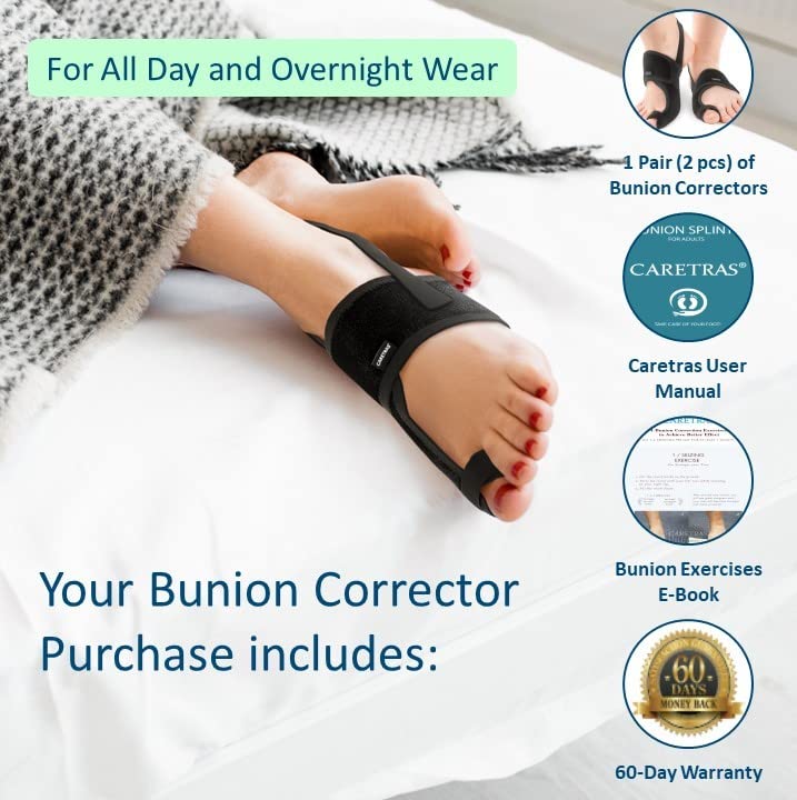 [Australia - AusPower] - Caretras Bunion Corrector, Orthopedic Bunion Splint, Big Toe Separator Pain Relief, Non-Surgical Hallux Valgus Correction, Hammer Toe Straightener, Day Night Support (Simple Elegant (2 Count)) 
