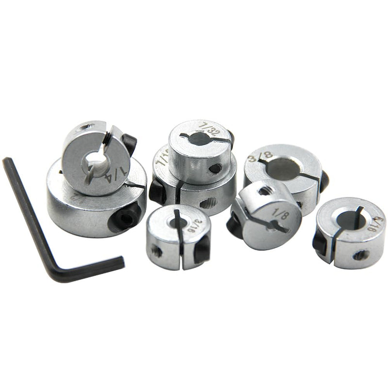 [Australia - AusPower] - 8 Pcs Drill Bit Stop Collar Set Split Ring Clamping Shaft Collars Drilling Limit Ring Drill Depth Stop Bit with M5 Set Screws (Imperial 1/2", 7/16", 3/8", 5/16", 1/4", 7/32", 3/16", 1/8") 