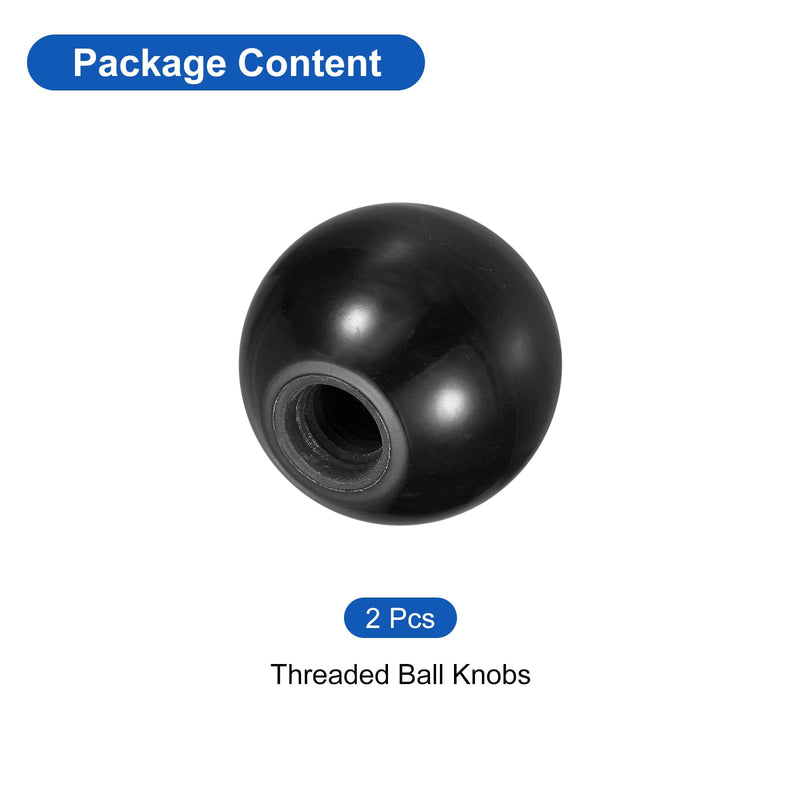 [Australia - AusPower] - uxcell 2Pcs Threaded Ball Knobs, M16 Female Thread Phenolic Thermoset Ball Knob 50mm Dia Round Operation Ball Handles for Machine Lever Handle, Black 