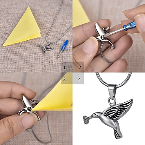 Lucky Hummingbird Memorial Keepsake Stainless Steel Cremation Keyring Urn Jewelry for Ashes