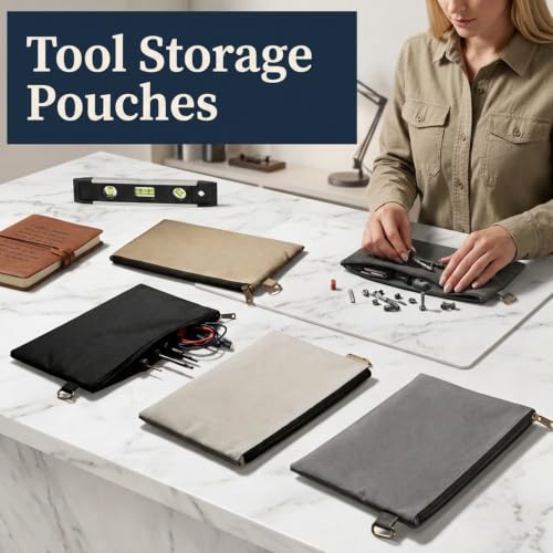 RAIHOMKIT 7-pack canvas tool bags with zipper closures, 12.4 x 7.3-inch premium tool pouches
