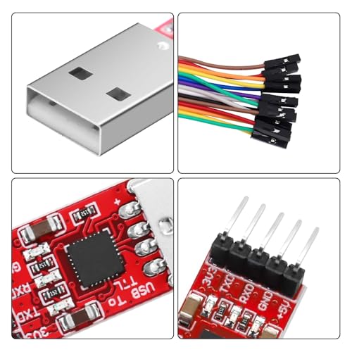 2pcs CP2102 HW-598 USB to TTL Serial Converter Modules | UART USB to TTL Adapter Converter Compatible with 3.3V and 5V Jumpers, PRGMR with DuPont Cables